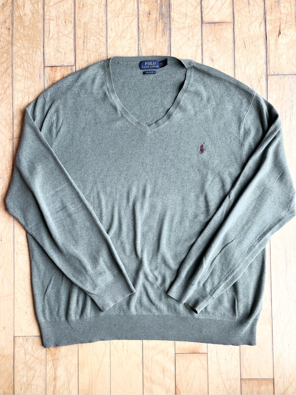 Polo Ralph Lauren 100% Pima Cotton V-Neck Sweater Green Size XXL